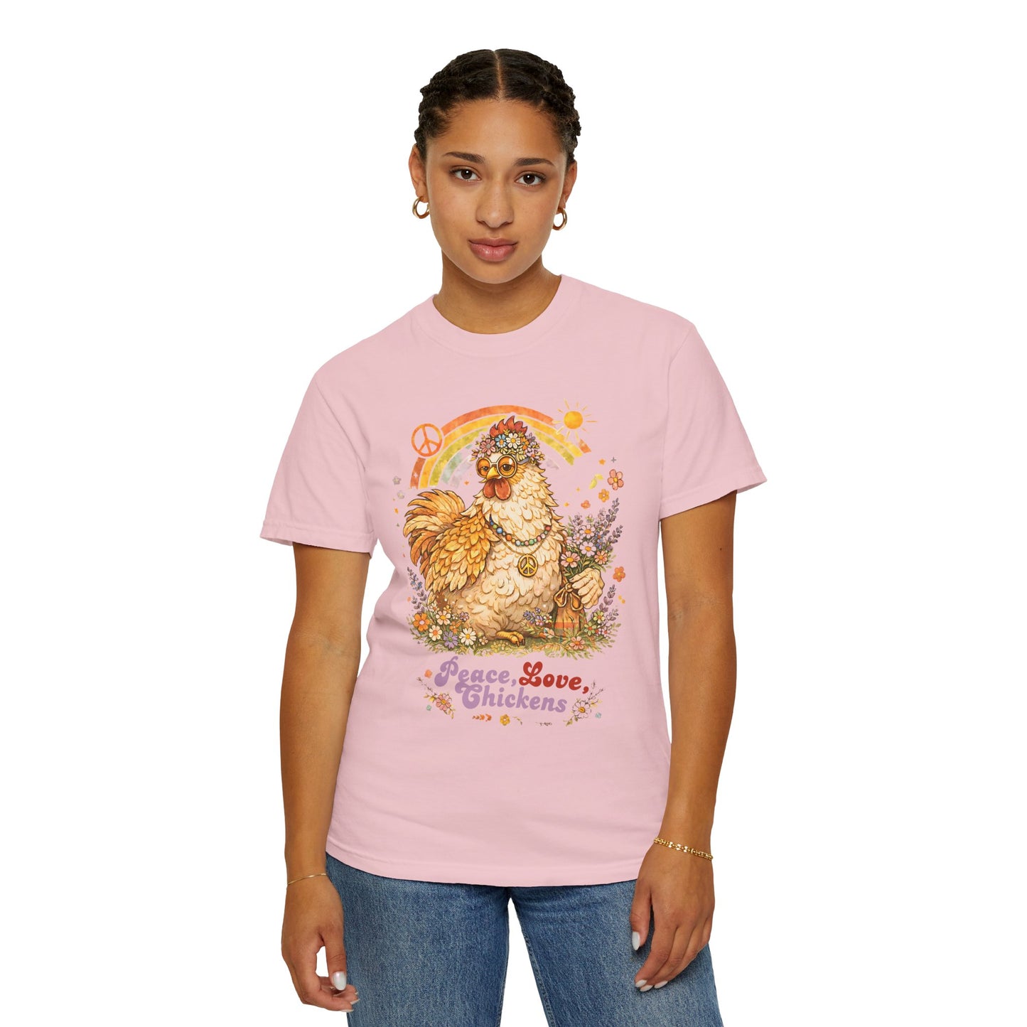Peace, Love, Chickens Flower Child T-Shirt