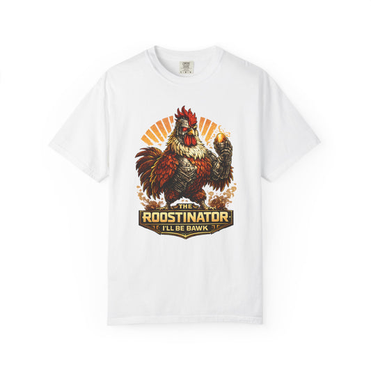 Roostinator Rooster T-Shirt — "I'll Be Bawk" Vintage Farm Animal Tee