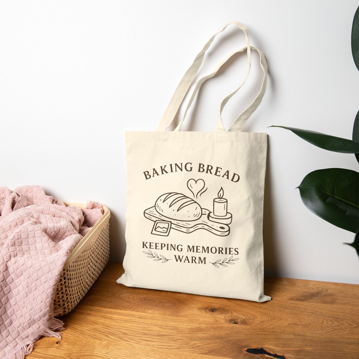 Baking Bread, Keeping Memories Warm Canvas Grocery & Market Tote