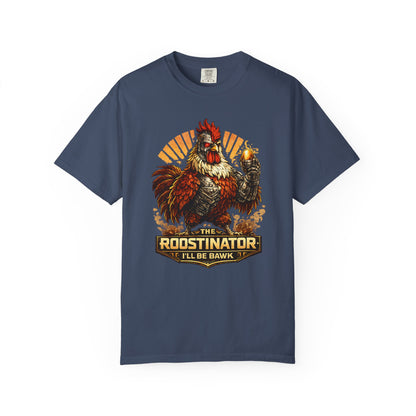 Roostinator Rooster T-Shirt — "I'll Be Bawk" Vintage Farm Animal Tee