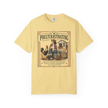 Poultcrastinating Chicken T-Shirt — Vintage Farm Humor Tee