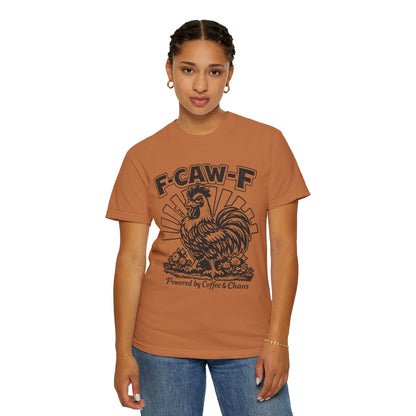 F-CAW-F Powered by Coffee & Chaos Rooster Humor
