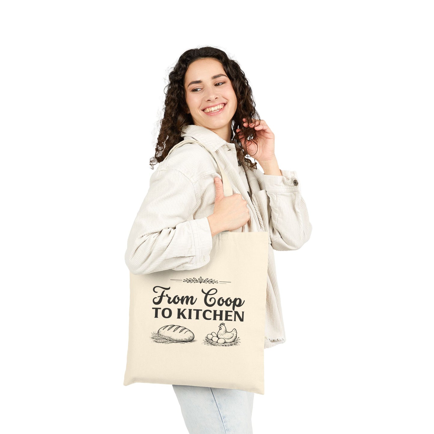 Tote Bag - "From Coop to Kitchen" Farmhouse Canvas Grocery Tote