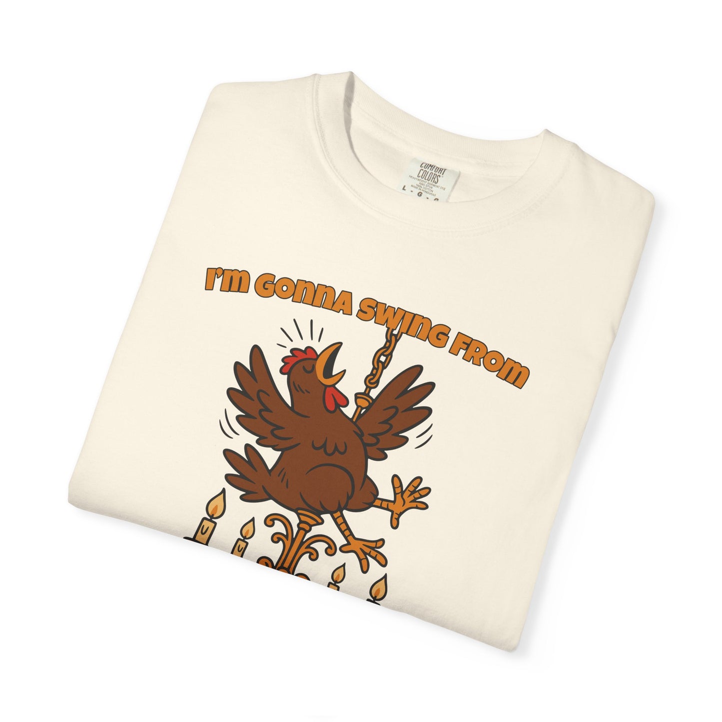 Funny Chicken Chandelier Shirt – “Swing from the Hen-delier” Poultry Diva
