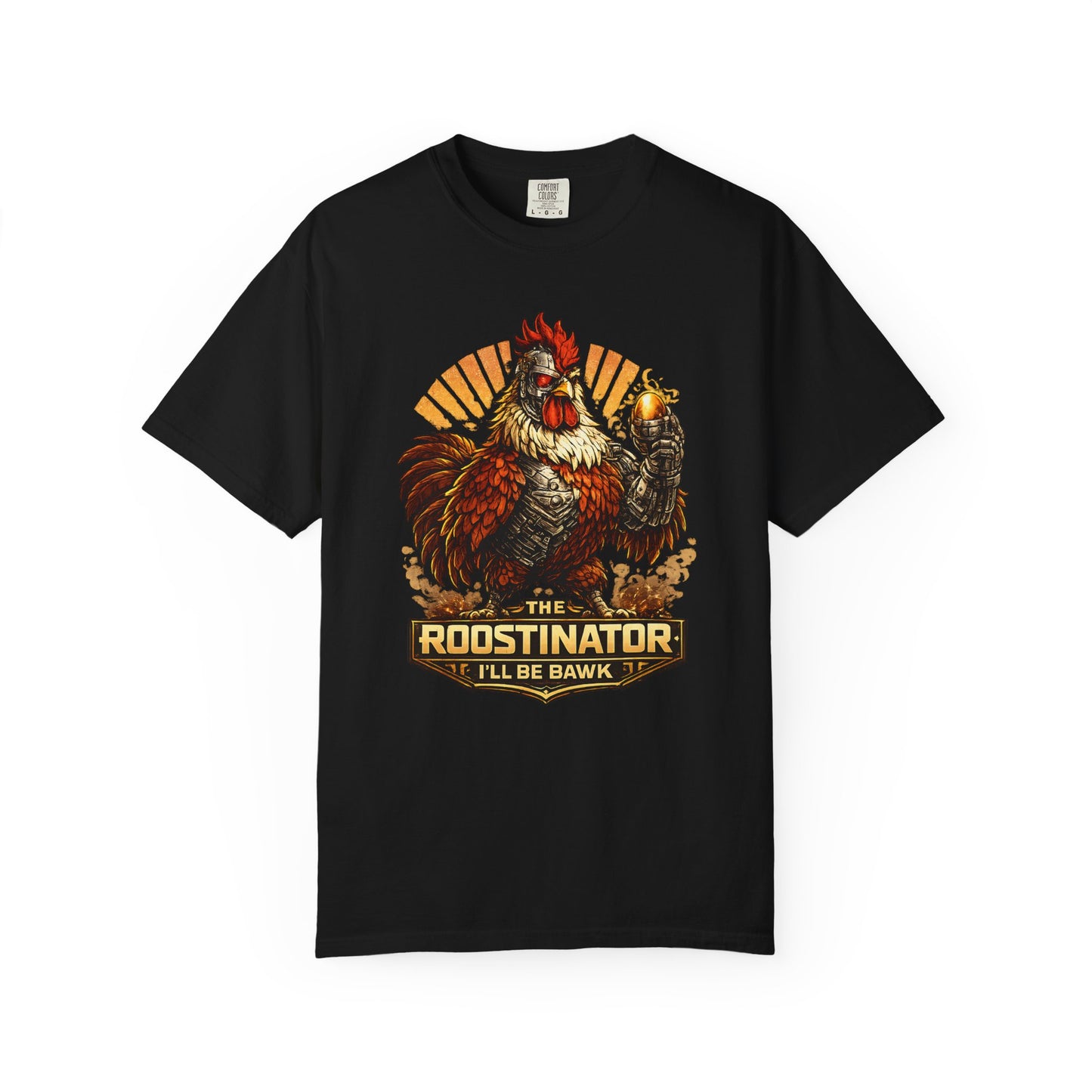 Roostinator Rooster T-Shirt — "I'll Be Bawk" Vintage Farm Animal Tee