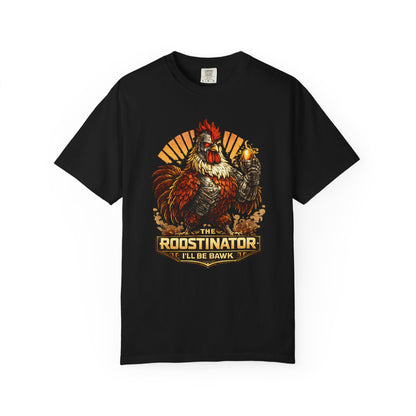Roostinator Rooster T-Shirt — "I'll Be Bawk" Vintage Farm Animal Tee