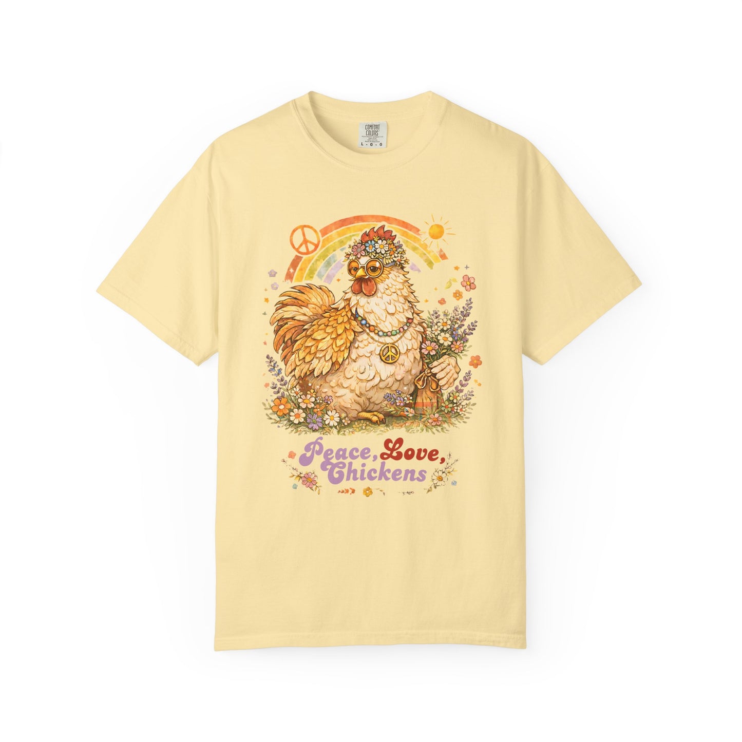 Peace, Love, Chickens Flower Child T-Shirt