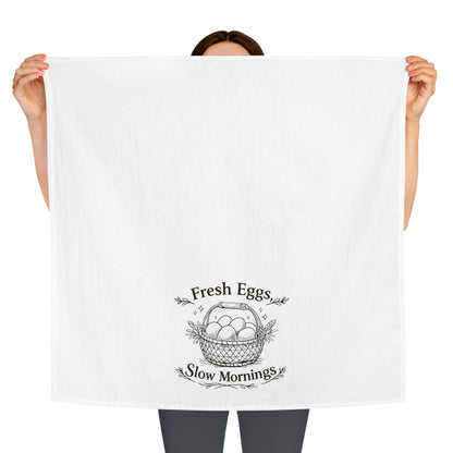 Tea Towel — Fresh Eggs Slow Mornings Farmhouse Kitchen Towel