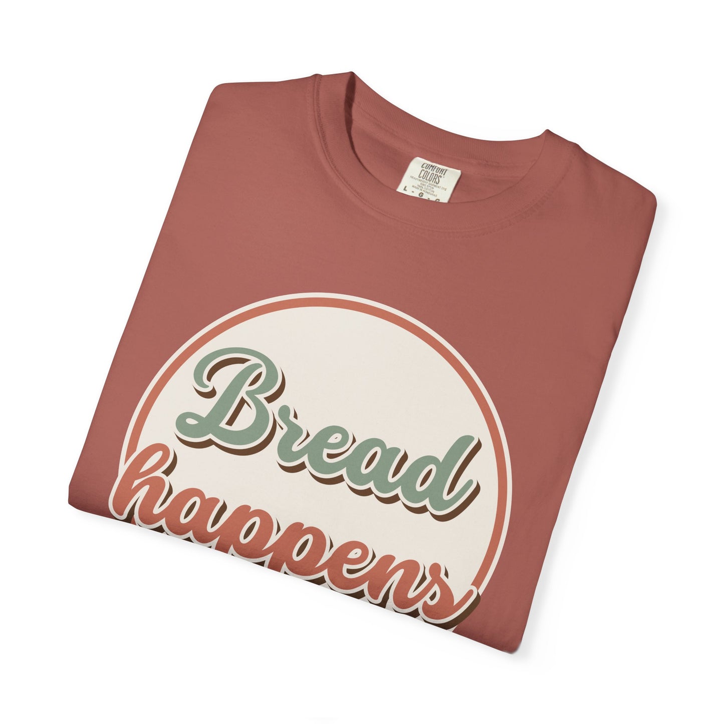 Bread Happens T-Shirt — Vintage Sage & Terracotta Baker Tee