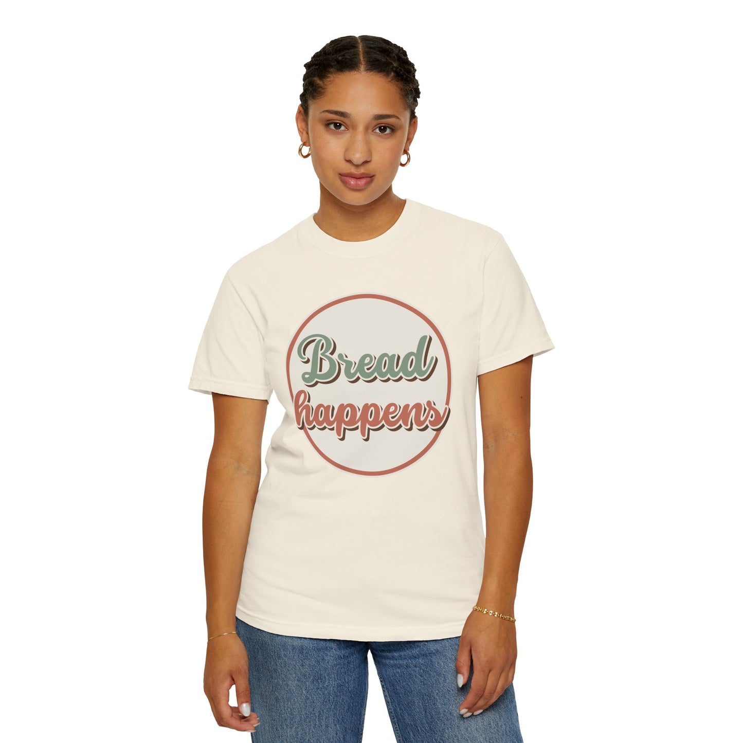 Bread Happens T-Shirt — Vintage Sage & Terracotta Baker Tee