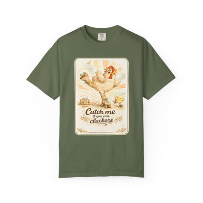 Catch Me If You Can Cluckers Vintage Skating Chicken Shirt