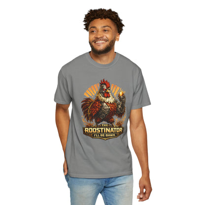 Roostinator Rooster T-Shirt — "I'll Be Bawk" Vintage Farm Animal Tee