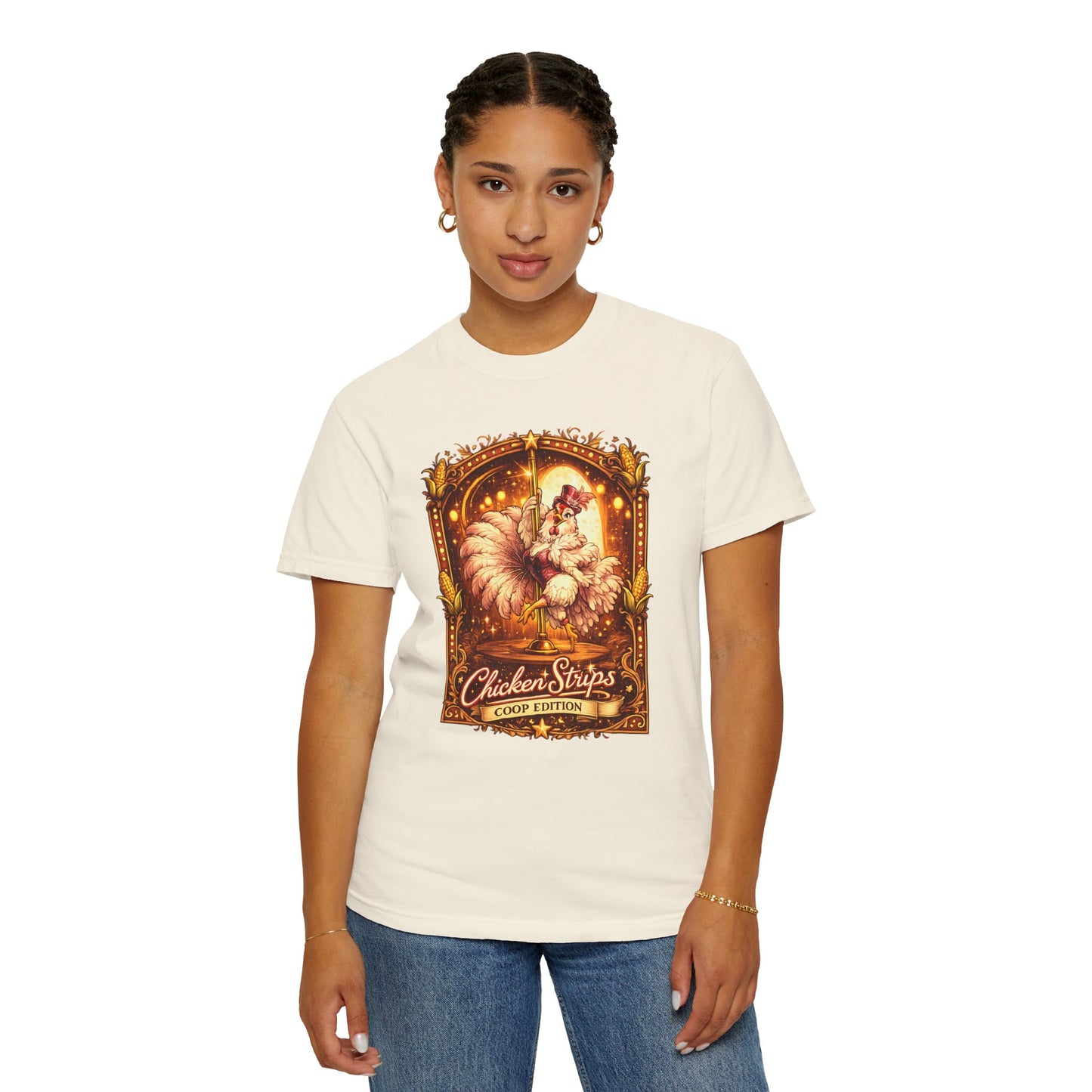 Funny Chicken Strips Shirt – Vintage Coop Edition Chicken Humor Tee