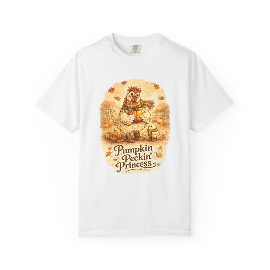 Pumpkin Peckin’ Princess – Cozy Fall Chicken Cottagecore Graphic
