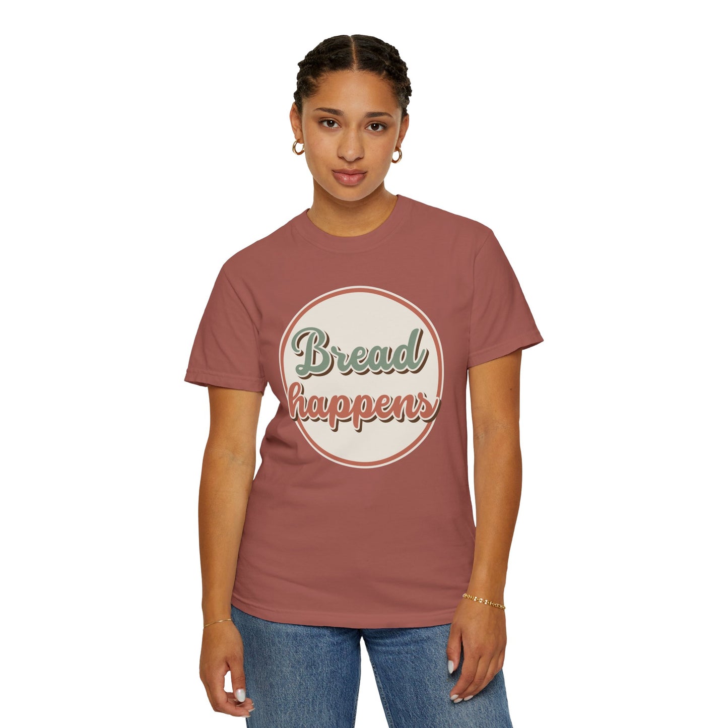 Bread Happens T-Shirt — Vintage Sage & Terracotta Baker Tee