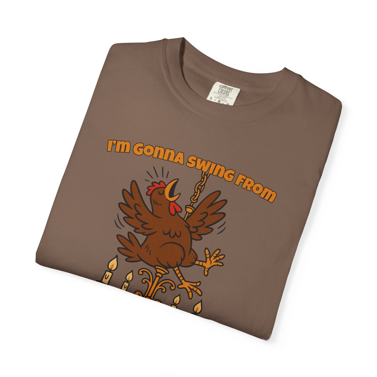 Funny Chicken Chandelier Shirt – “Swing from the Hen-delier” Poultry Diva