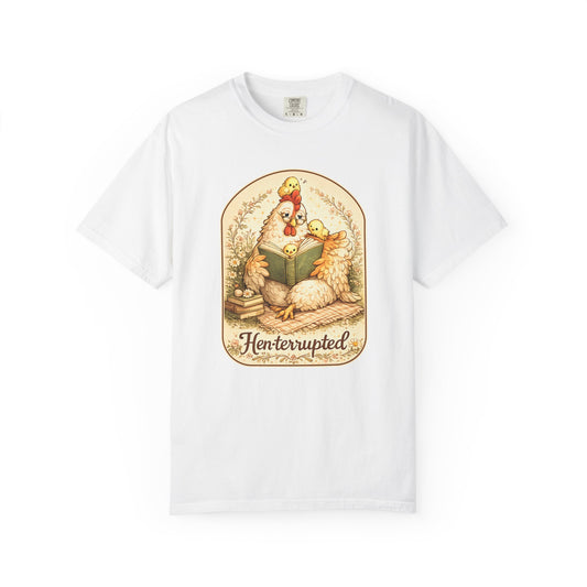 Hen-terrupted Funny Chicken Shirt – Cozy Cottagecore Hen Reading Tee