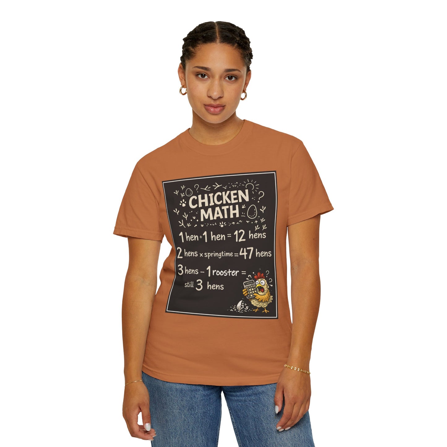 Chicken Math T-Shirt — Funny Chicken Lover Tee with Chalkboard Design