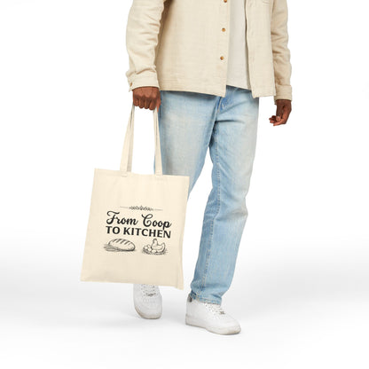 Tote Bag - "From Coop to Kitchen" Farmhouse Canvas Grocery Tote