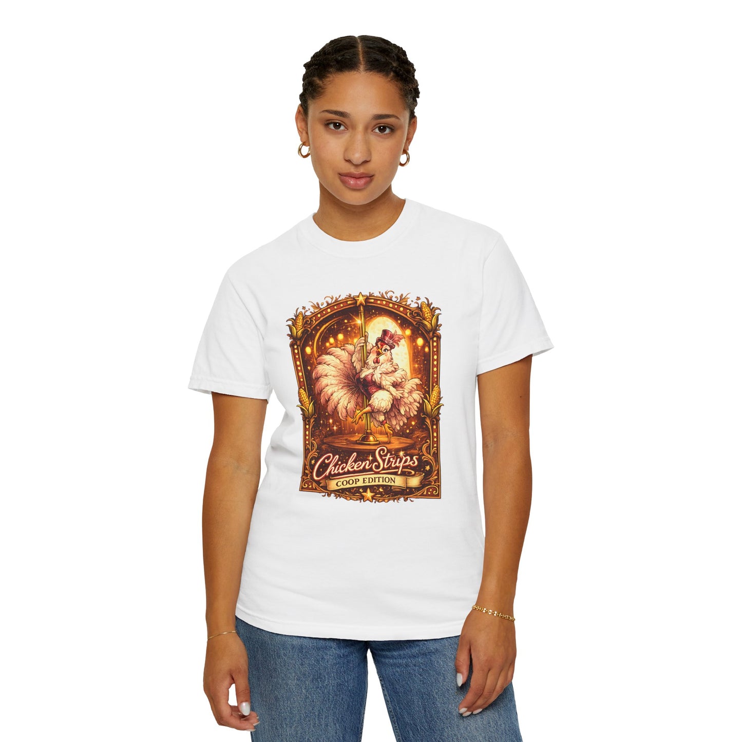 Funny Chicken Strips Shirt – Vintage Coop Edition Chicken Humor Tee