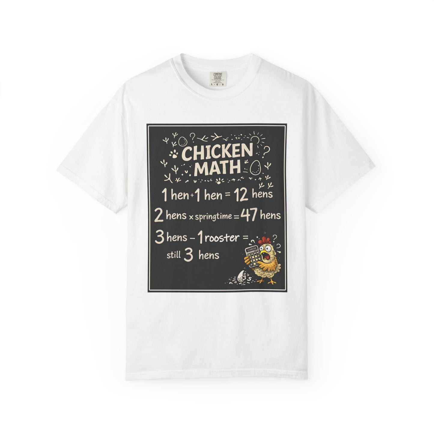 Chicken Math T-Shirt — Funny Chicken Lover Tee with Chalkboard Design