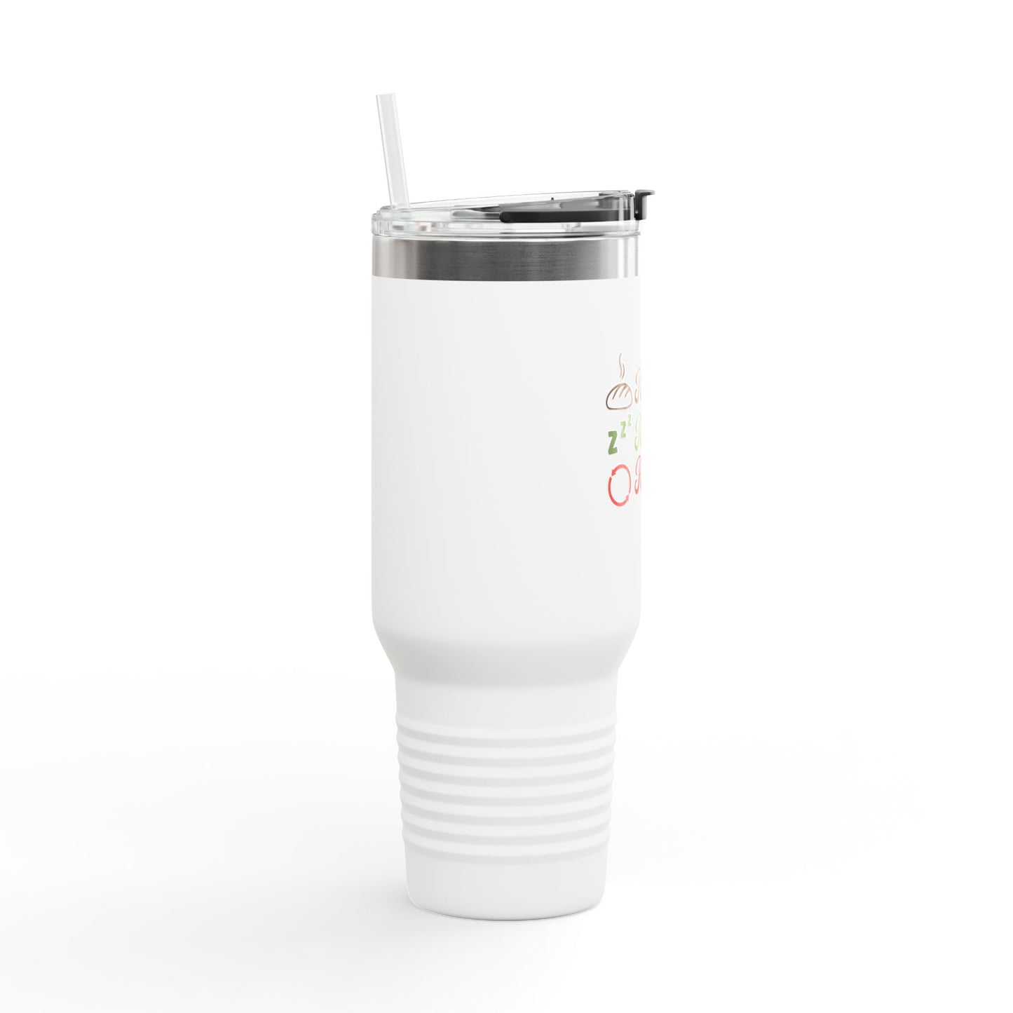 40oz Insulated Travel Mug — "Knead, Rest, Repeat" Baking Quote Tumbler