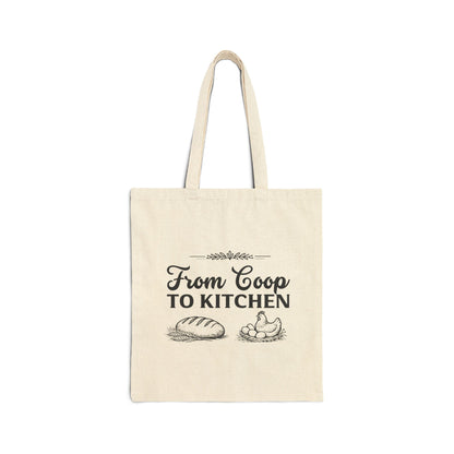 Tote Bag - "From Coop to Kitchen" Farmhouse Canvas Grocery Tote