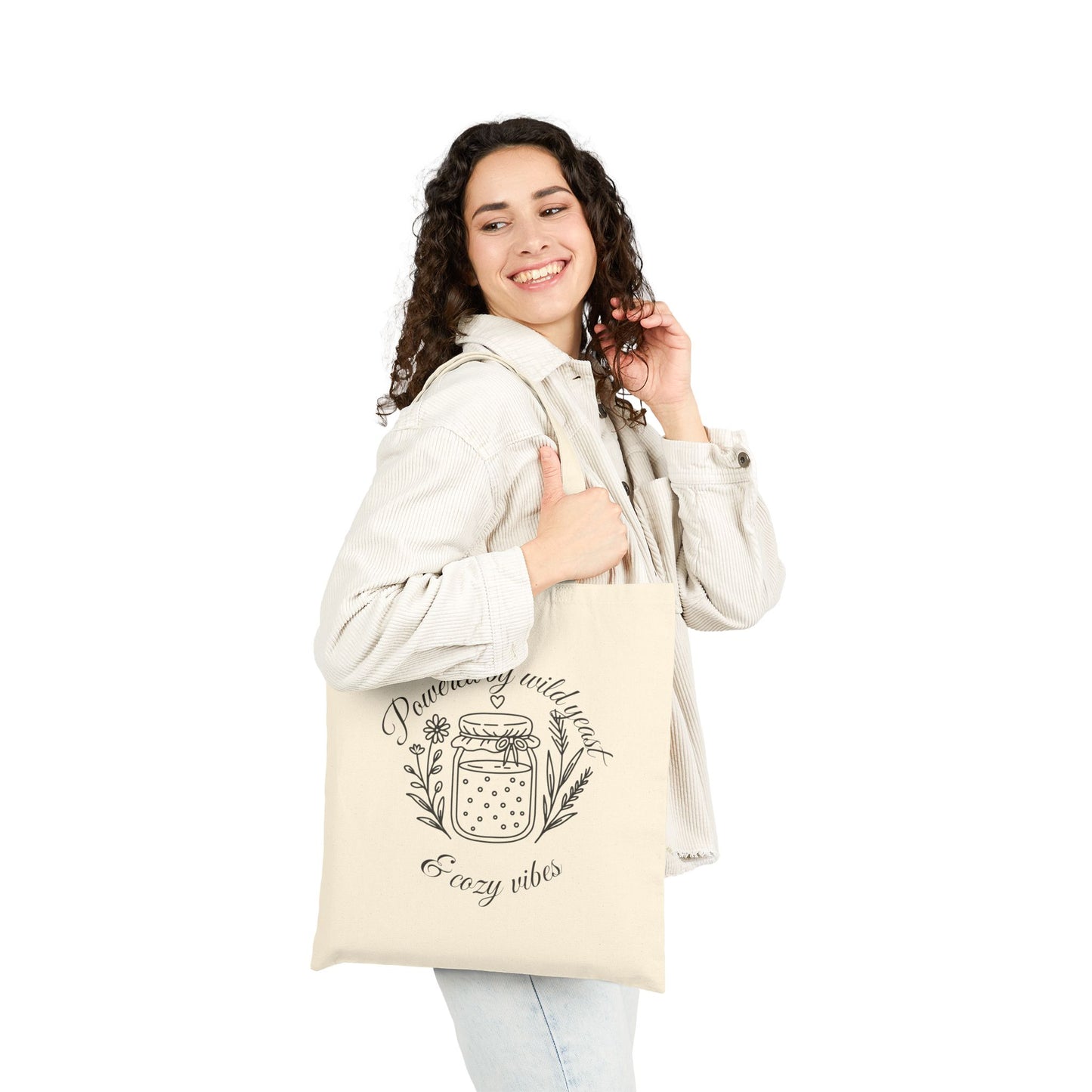 Powered by Wild Yeast & Cozy Vibes Cotton Canvas Market Tote