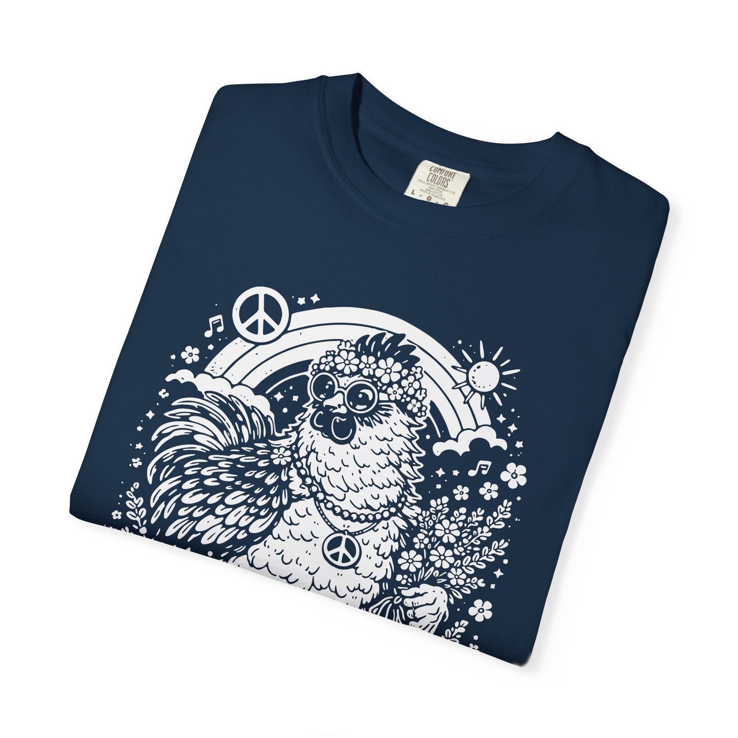 Peace, Love & Chickens T-Shirt — Retro Hen Graphic Tee for Chicken Lovers