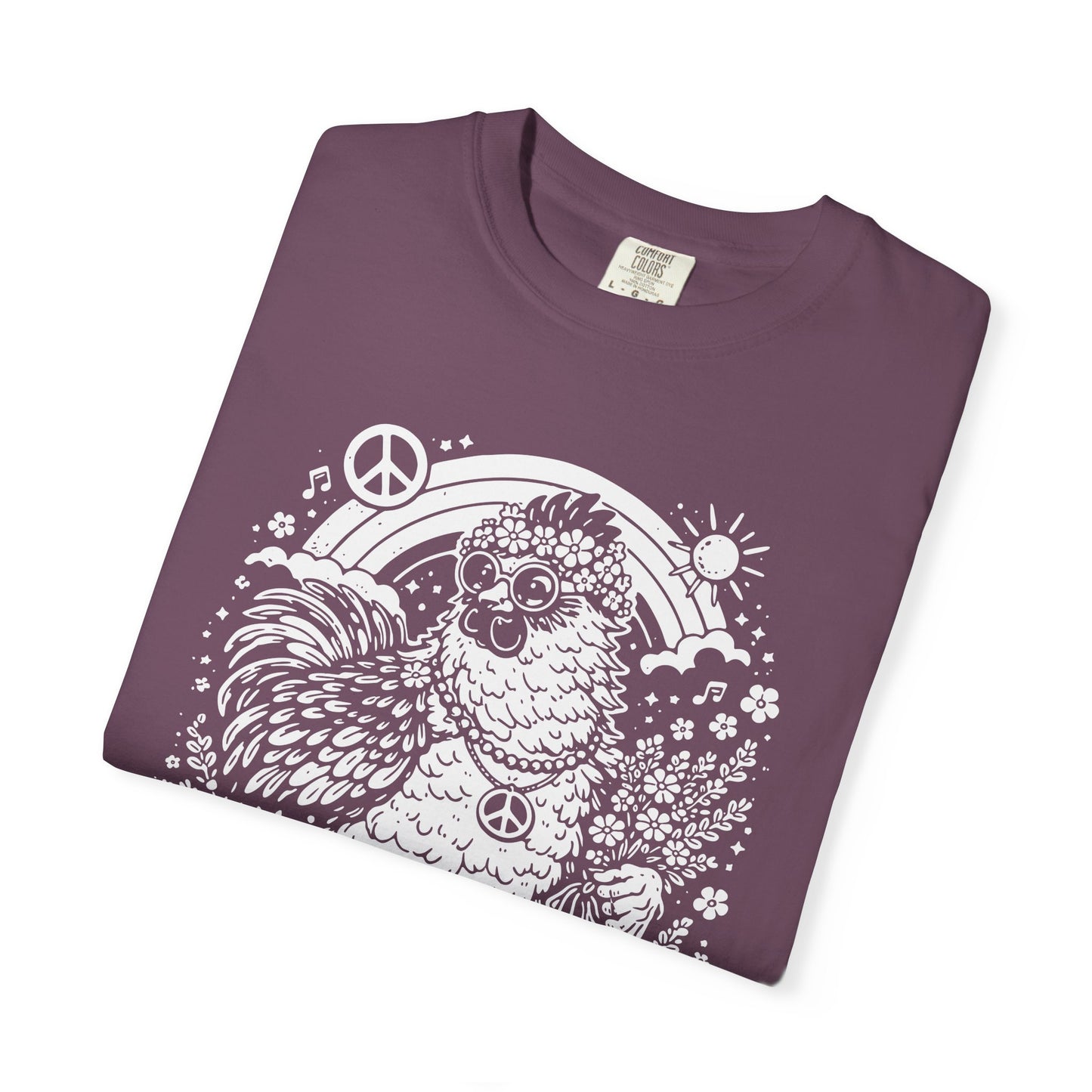 Peace, Love & Chickens T-Shirt — Retro Hen Graphic Tee for Chicken Lovers