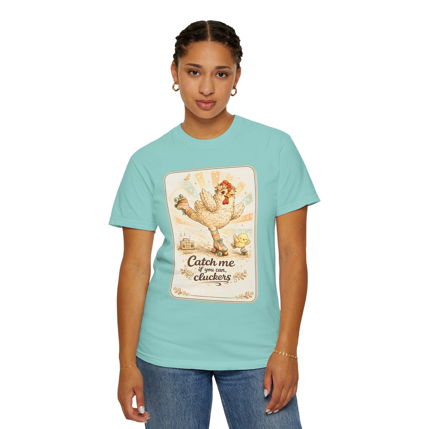 Catch Me If You Can Cluckers Vintage Skating Chicken Shirt