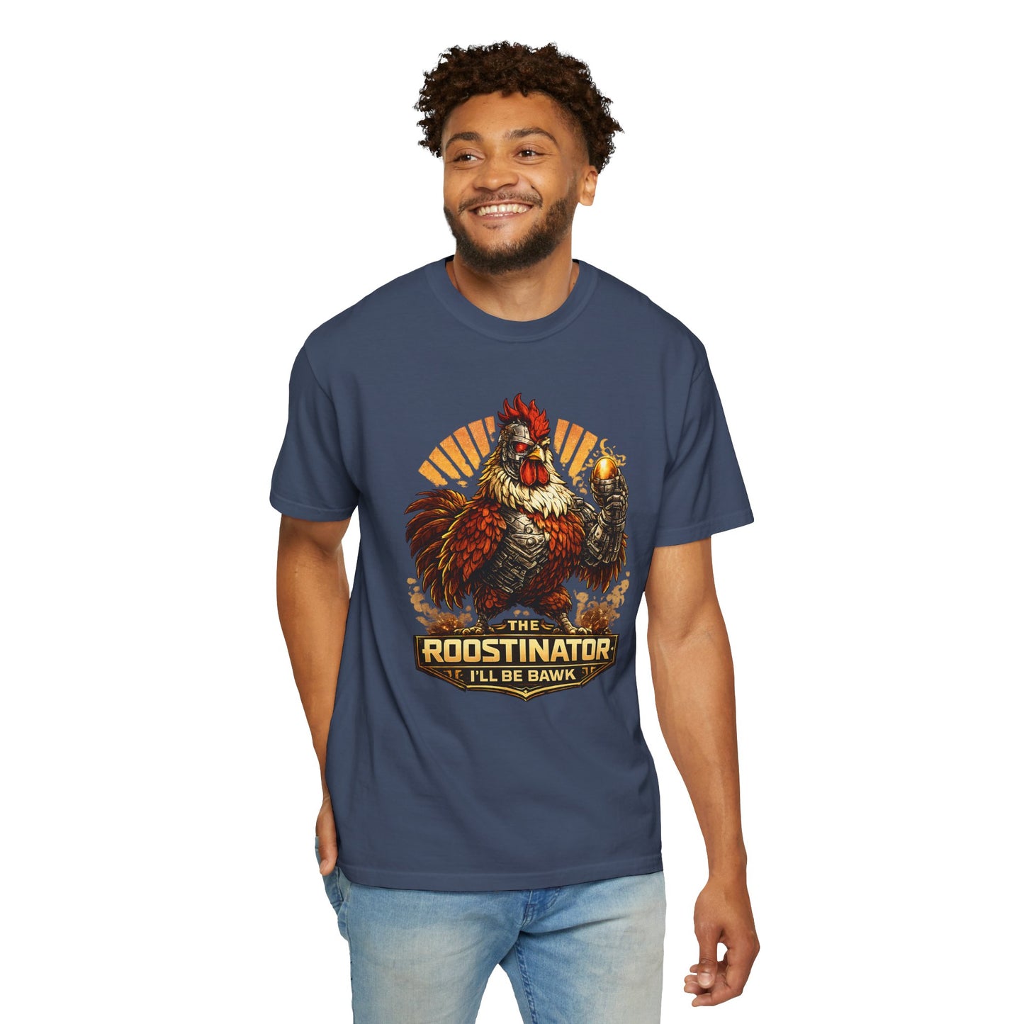 Roostinator Rooster T-Shirt — "I'll Be Bawk" Vintage Farm Animal Tee