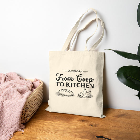 Tote Bag - "From Coop to Kitchen" Farmhouse Canvas Grocery Tote
