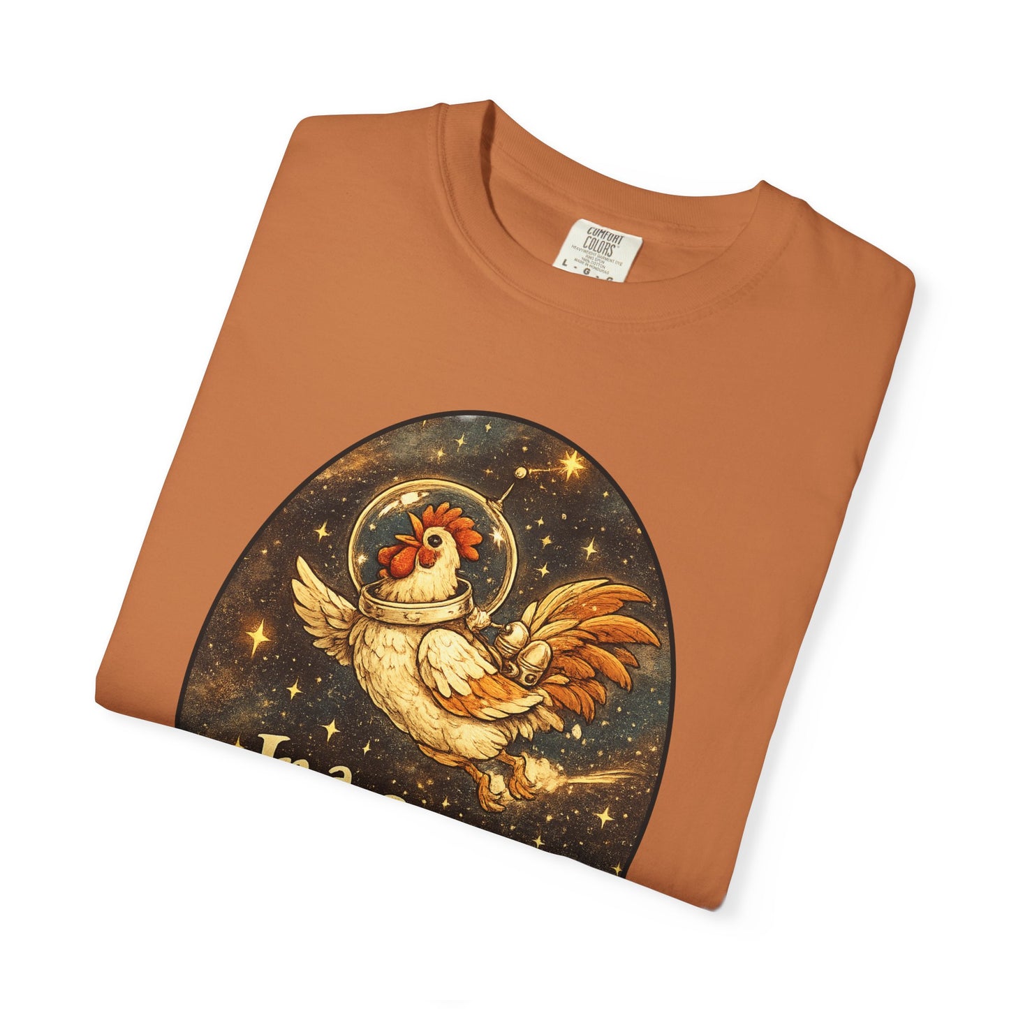 In a Coop Far, Far Away Rooster Space T-Shirt | Whimsical Chicken Lover Gift