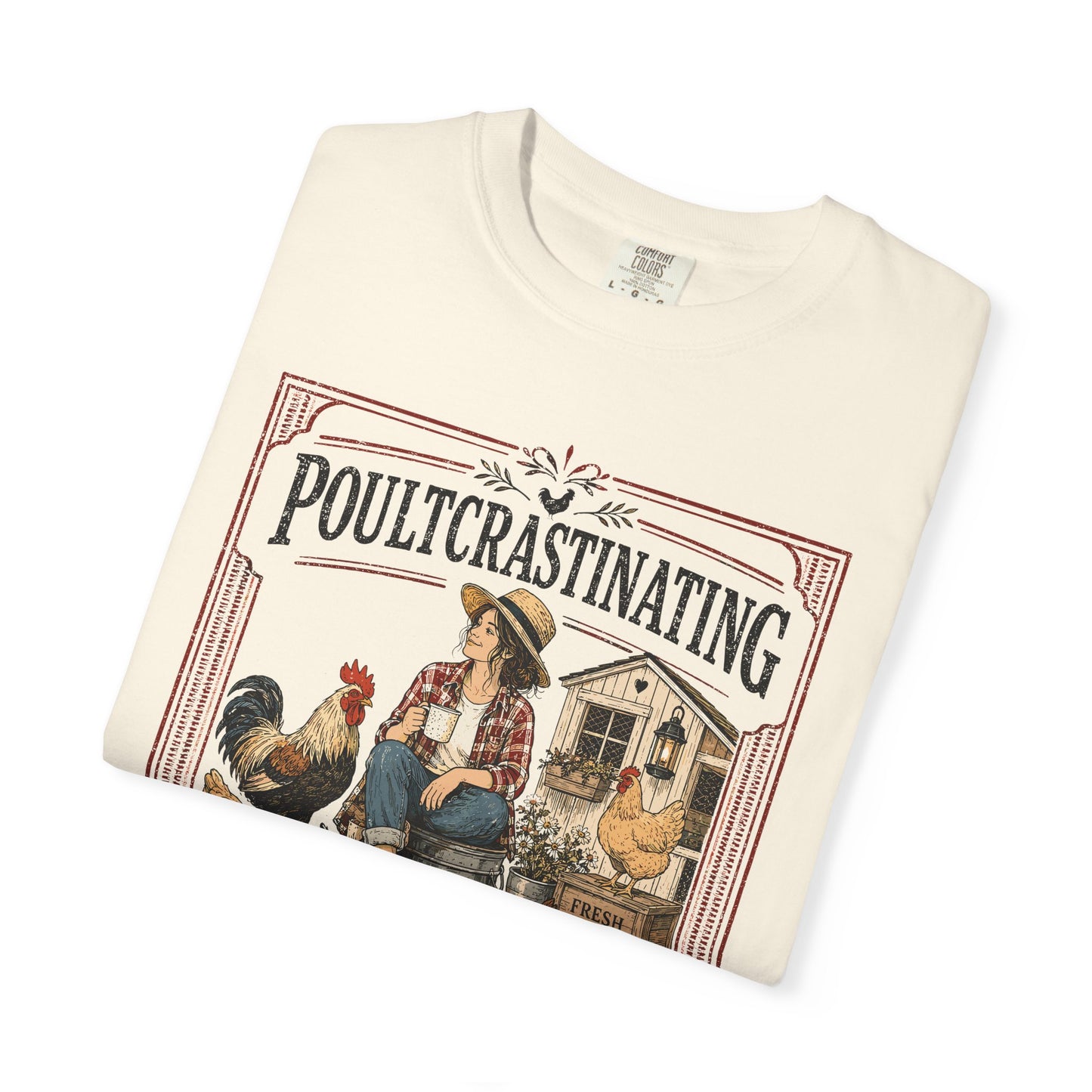 Poultcrastinating Chicken T-Shirt — Vintage Farm Humor Tee