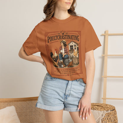 Poultcrastinating Chicken T-Shirt — Vintage Farm Humor Tee