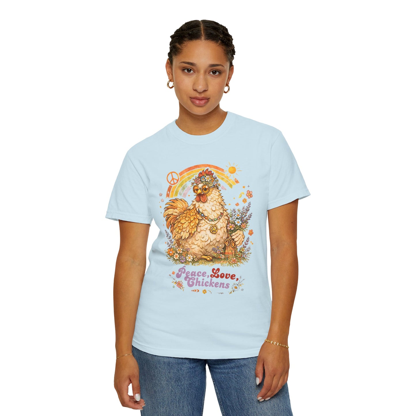 Peace, Love, Chickens Flower Child T-Shirt