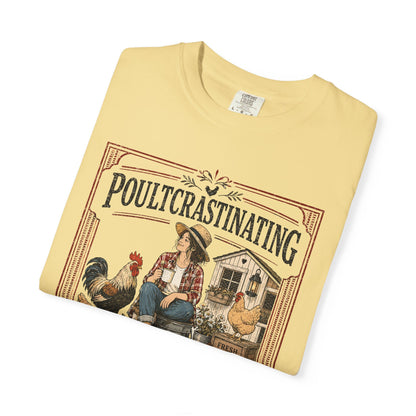 Poultcrastinating Chicken T-Shirt — Vintage Farm Humor Tee