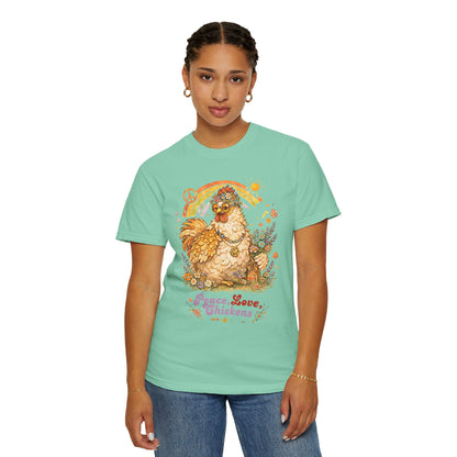 Peace, Love, Chickens Flower Child T-Shirt
