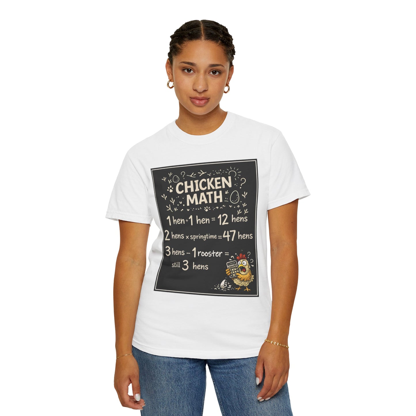 Chicken Math T-Shirt — Funny Chicken Lover Tee with Chalkboard Design
