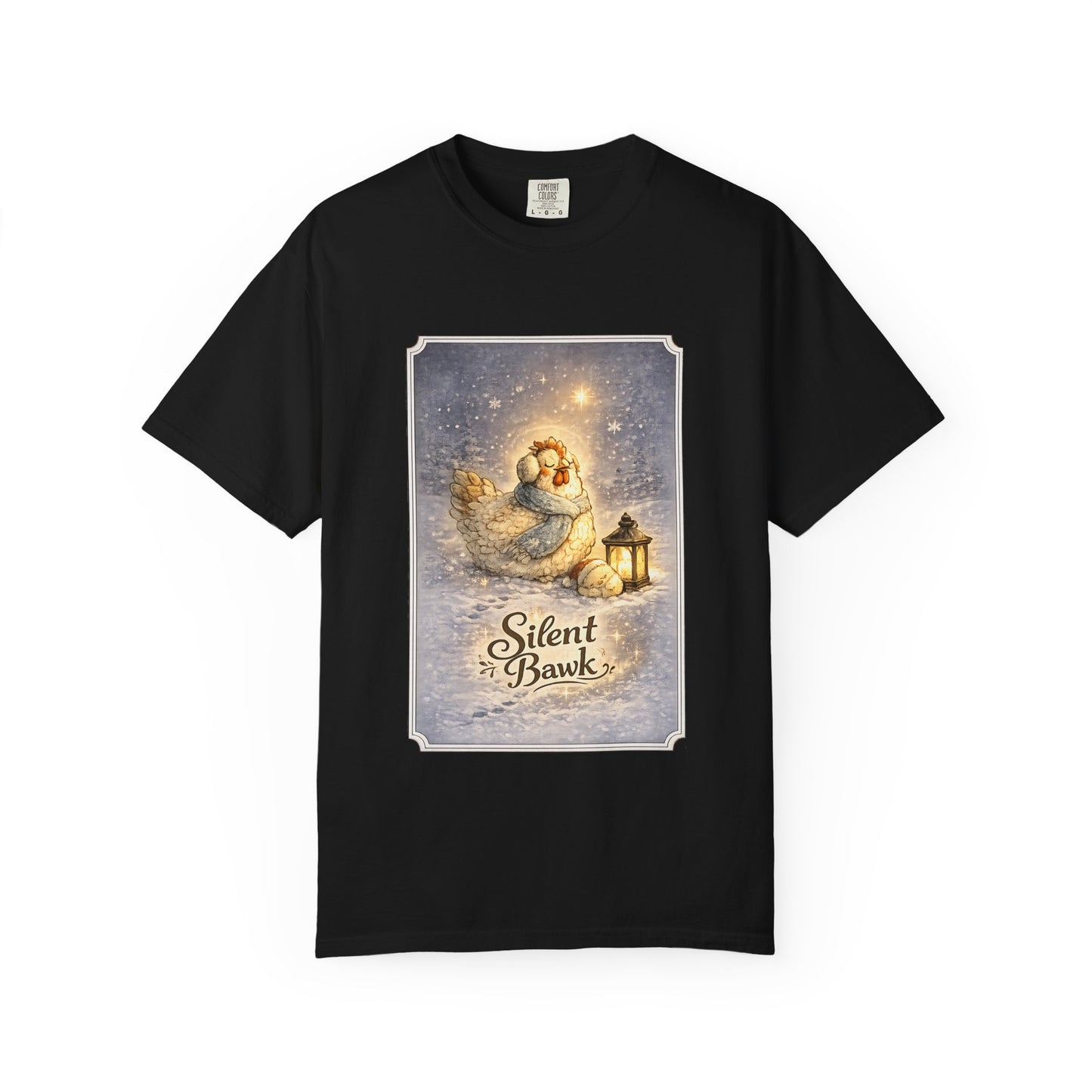 Silent Bawk – Cozy Christmas Chicken Winter Graphic T-Shirt