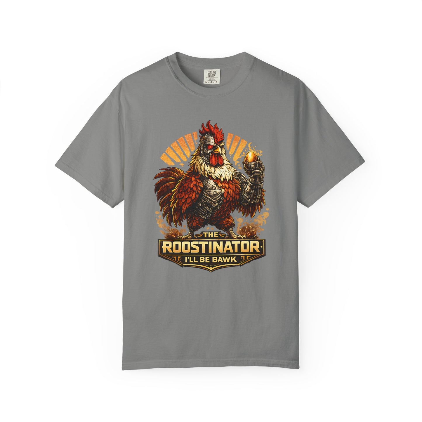 Roostinator Rooster T-Shirt — "I'll Be Bawk" Vintage Farm Animal Tee