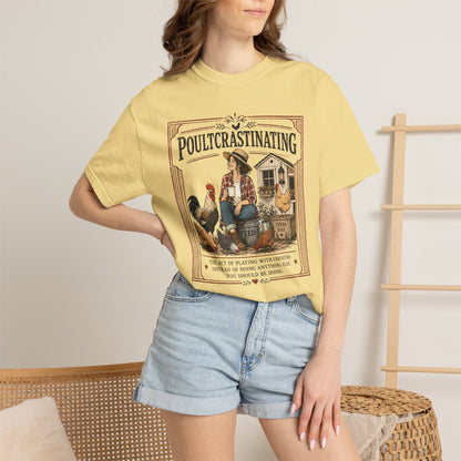 Poultcrastinating Chicken T-Shirt — Vintage Farm Humor Tee