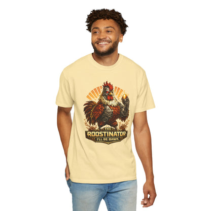 Roostinator Rooster T-Shirt — "I'll Be Bawk" Vintage Farm Animal Tee