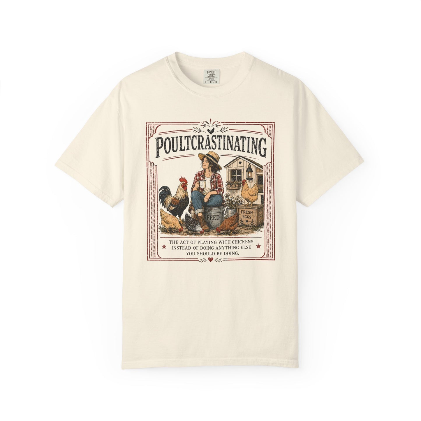 Poultcrastinating Chicken T-Shirt — Vintage Farm Humor Tee